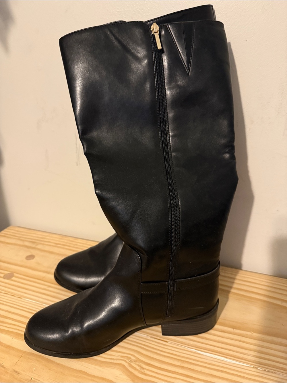 crown & ivy Black Over-the-Knee Leather Boots